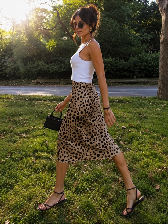 Realisation Par Dresses & Skirts - Réalisation Par Naomi Wild Things Leopard Print Silk Slip Midi Skirt XS